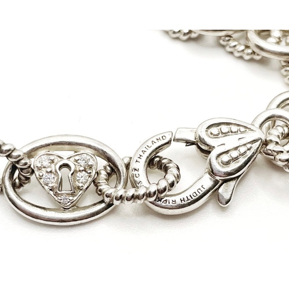 Judith Ripka Sterling Silver Heart Lock Necklace - Picture 3 of 5